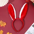 Diadema de orejas de conejo de peluche rojo para fiestas y disfraces de Navidad - Orejas largas de conejo rojas