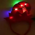Diadema de árbol de Navidad roja con luces LED de colores para fiestas navideñas - Sombrero de elfo rojo con luz