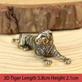 Detailed macro view of a vintage brass zodiac tiger figurine with 5.8cm length - Tiger Zodiac Figurine / Approx. 33g