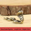 Detailed view of a vintage brass cobra snake figurine for home or office desk decor - Snake Zodiac Figurine / 1 Piece