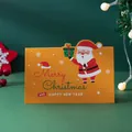 Festive yellow Christmas greeting card featuring a cute cartoon Santa Claus design - Yellow Santa Claus