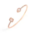 Elegant rose gold plated open cuff bangle with micro-pave AAA zircons, teardrop and square motifs - Bangle / Rose Gold