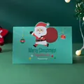 Festive teal Christmas greeting card featuring cartoon Santa Claus and holiday wishes - Light Blue Santa
