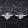 Elegante conjunto de anillos de pareja de Moissanita en plata 925, piedra brillante de 1 quilate - Declaración de Amor (Mujeres)