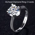 Δαχτυλίδι Moissanite 2 καρατίων με βάση κεφαλής ταύρου σε ασήμι - Δαχτυλίδι Κεφάλι Ταύρου (2ct Γυναικείο)