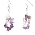 Elegant natural purple amethyst crushed stone chip beaded hoop earrings for women - Purple Crystal