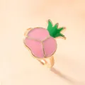 Adorable pink fruit peach enamel children ring made of durable gold finish zinc alloy - Pink Tomato