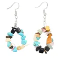 Boucles d'oreilles créoles en pierres de cristal naturel de style multicolore - Pierre Colorée