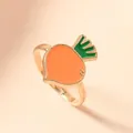 Cute orange carrot enamel ring for children made of durable gold-plated zinc alloy - Large Carrot
