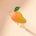 Cute mango shaped zinc alloy children's ring with vibrant enamel dripping oil finish - Mango
