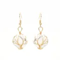 Orecchini Albero della Vita fatti a mano in filo d'oro con pietre naturali bianche - Oro e Howlite