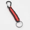 Πλεχτό μπρελόκ paracord σε κόκκινο και μαύρο με καραμπίνερ για επιβίωση σε εξωτερικό - Μαύρο και Κόκκινο