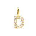Elegante colgante letra D de plata 925 dorada con brillantes piedras de circonita - Letra D / Solo Colgante (Sin Cadena) / Dorado