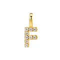 Elegant gold-plated S925 sterling silver letter F pendant with pavé cubic zirconia - Letter F / Pendant Only (Without Chain) / Gold