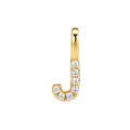 Elegant gold plated sterling silver letter J pendant with pavé cubic zirconia stones - Letter J (HY-P0018) / Silver / Pendant Only (No Chain) / Gold