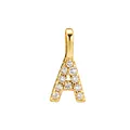 Gold plated sparkling letter A initial pendant with cubic zirconia stones - Letter A (HY-P0018) / Silver / Pendant Only (No Chain) / Gold
