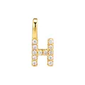 Elegant S925 sterling silver gold plated letter H pendant with sparkling pavé stones - Letter H (HY-P0018) / Silver / Pendant Only (No Chain) / Gold