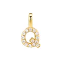 Elegant 18K gold plated S925 sterling silver letter Q pendant iced out with clear CZ stones - Letter Q (HY-P0018) / Silver / Pendant Only (No Chain) / Gold