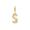 Elegant gold-plated S925 silver letter S pendant featuring pave-set sparkling crystals - Letter S (HY-P0018) / Silver / Pendant Only (No Chain) / Gold