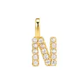 Elegant gold plated S925 sterling silver initial N pendant with sparkling crystals - Letter N / Pendant Only (Without Chain) / Silver