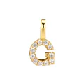 Golden S925 silver pendant featuring a letter G design with sparkling cubic zirconia stones. - Letter G / Pendant Only (Without Chain) / Silver