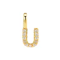 Gold-plated S925 sterling silver letter U pendant with iced out cubic zirconia stones - Letter U / Pendant Only (Without Chain) / Silver
