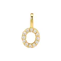Gold plated S925 sterling silver letter O pendant with sparkling pave set stones - Letter O / Pendant Only (Without Chain) / Silver