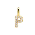 Sparkling gold-plated S925 silver letter P pendant with clear cubic zirconia stones - Letter P / Pendant Only (Without Chain) / Silver