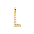 Gold plated S925 sterling silver letter L pendant necklace with sparkling cubic zirconia. - Letter L / Pendant Only (No Chain) / Silver