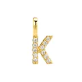 Gold plated S925 sterling silver letter K pendant necklace charm with cubic zirconia - Letter K / Pendant Only (No Chain) / Silver