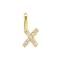Sparkling gold-plated S925 silver letter X pendant with pave-set crystals - Letter X / Pendant Only (No Chain) / Silver