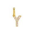 Gold-plated S925 sterling silver letter Y pendant encrusted with sparkling cubic zirconia - Letter Y / Pendant Only (No Chain) / Silver