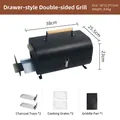 Barbecue a carbonella portatile nero con cassetto e accessori per griglia - Drawer Type Charcoal Trough (With Frying Pan)