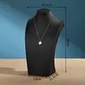 Busto professionale in pelle PU nera per collane con indicazioni delle dimensioni del prodotto - Stile Pelle Nera / 34cm / Nero