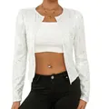 Detailansicht der funkelnden weißen Paillettenstruktur dieser eleganten Kurzjacke. - S / Oberteile / Weiß
