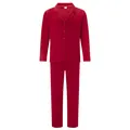 Vista frontal detallada de un conjunto de pijama rojo de dos piezas con manga larga - Adulto S / Top Y Pantalón / Rojo