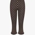Simple polka dot cropped leggings with elegant ruffled hem in dark brown and white dots - S / Bottoms / Coffee