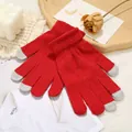 Rote Unisex Winterstrickhandschuhe mit grauen touchscreen-kompatiblen Fingerspitzen - Einheitsgröße / Rot