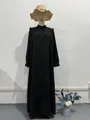 Elegant black solid color maxi dress with long sleeves and front buttons for women - S / Dresses / Black