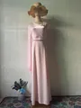 Elegant pink silky one-shoulder maxi dress with long sleeves for women women's fashion - S / Dresses / Light Pink