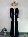 Detail showing the full length and silhouette of the contrast collar maxi dress - S / Dresses / Black & White