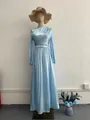 Élégante robe longue de style français à col montant et manches longues en bleu clair - S / Robes / Bleu clair