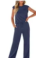 Conjunto deportivo de dos piezas para mujer en azul marino, top sin mangas y pantalón - S / Top Y Pantalón / Azul Marino