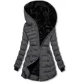 Manteau d'hiver à capuche pour femme avec doublure en polaire noire chaude en taupe - S / Hauts / Gris
