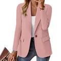Elegante oudroze dames blazer met lange mouwen en een stijlvolle enkele knoopsluiting - Roze