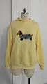 Felpa con cappuccio gialla da donna con patch testurizzata a forma di bassotto - Taglia S / Top / Giallo