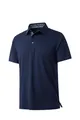 Polo de negocios transpirable azul marino para hombre con cuello interior estampado - Azul marino