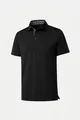 Vista detallada de un polo negro transpirable con cuello interior estampado - Negro