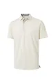 Vista detallada de polo beige transpirable para hombre con adorno floral en el cuello - M / Tops / Blanco Roto