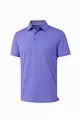 Primer plano de un polo de hombre morado transpirable para negocios con detalle floral - Púrpura